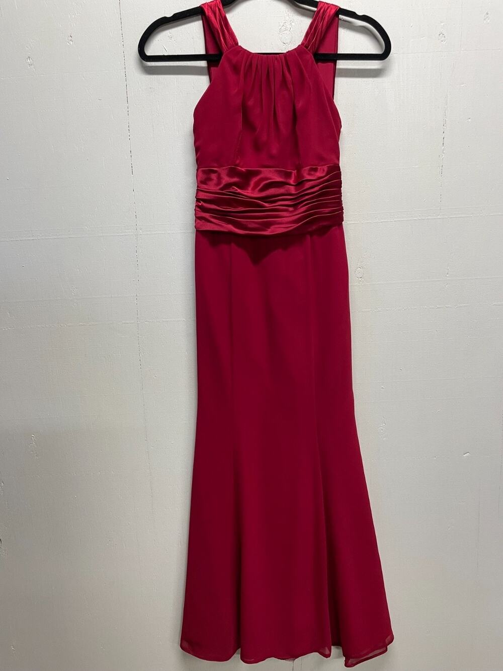David's Bridal Bridesmaid Halter Dress Size 0 Gathered Neckline Ruched Waistband